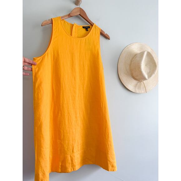 J.Crew | NWT Maxine button-back dress in linen Orange | Sz L - Picture 2 of 6